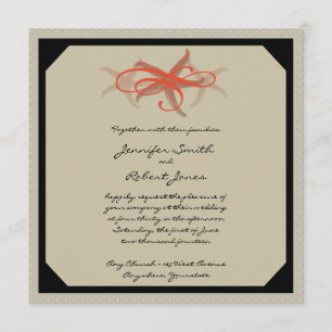 Taupe en Tangerine Seaside Wedding Invitation Kaart