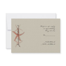 Taupe en Tangerine Seaside Wedding Response Card