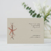 Taupe en Tangerine Seaside Wedding Response Card RSVP Kaartje (Staand voorkant)