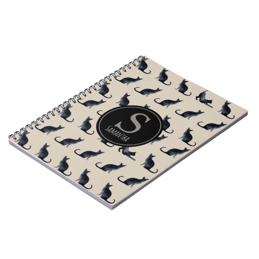 Taupe en Waterverf Black Cat Lover Notitieboek (Linkerzijde)
