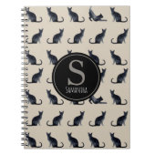 Taupe en Waterverf Black Cat Lover Notitieboek (Voorkant)