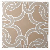 Taupe en White Celtic Knot Seamless Pattern Tile Tegeltje (Voorkant)