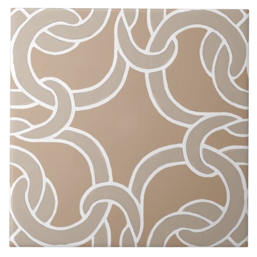 Taupe en White Celtic Knot Seamless Pattern Tile Tegeltje (Voorkant)