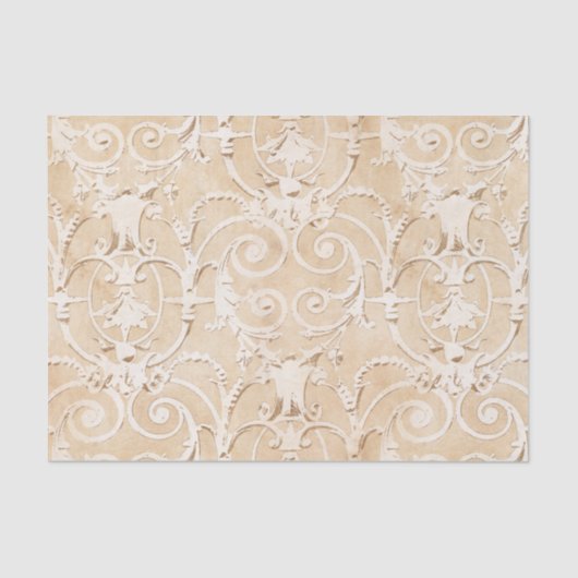 Taupe en White Damask Tissuepapier (Voorkant)