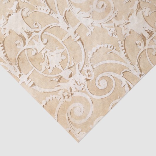 Taupe en White Damask Tissuepapier (Detail)