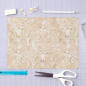 Taupe en White Damask Tissuepapier (Craft)