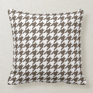 Taupe en White Houndstooth Pattern Kussen