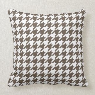 Taupe en White Houndstooth Pattern Kussen