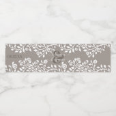 Taupe en White Rustic Floral , gepersonaliseerd hu Waterfles Etiket (Enkel label)