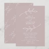 Taupe en White Simple Wreath Wedding Invitation Kaart (Voorkant / Achterkant)