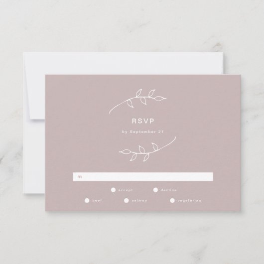 Taupe en White Simple Wreath Wedding RSVP (Voorkant)