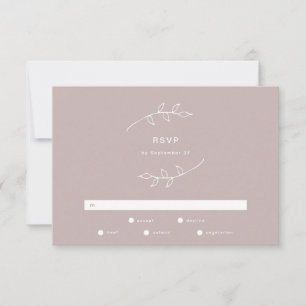 Taupe en White Simple Wreath Wedding RSVP Kaartje