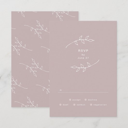 Taupe en White Simple Wreath Wedding RSVP Kaartje (Voorkant / Achterkant)