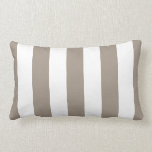 Taupe en White Wide Stripe Kussen