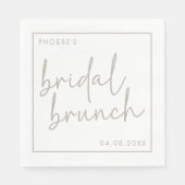 Taupe en Wit Minimalistisch Script Bruids Brunch Servet (Voorkant)
