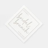 Taupe en Wit Minimalistisch Script Bruids Brunch Servet (Hoek)