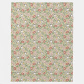 Taupe English Garden Floral Print Fleece Blanket (Voorkant)