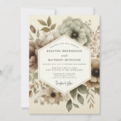 Taupe Ethereal Bloom Wedding Kaart (Voorkant)