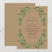 Taupe Eucalyptusblad Bruiloft Kaart (Voorkant / Achterkant)