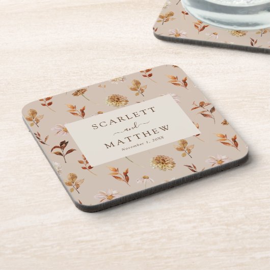 Taupe Fall Leaves Onderzetter (Linkerzijde)