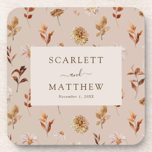 Taupe Fall Leaves Onderzetter (Voorkant)