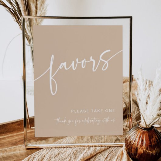 Taupe Favor Sign Moderne minimalistische douche ne Poster