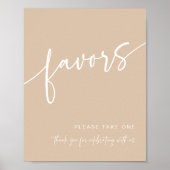 Taupe Favor Sign Moderne minimalistische douche ne Poster (Voorkant)
