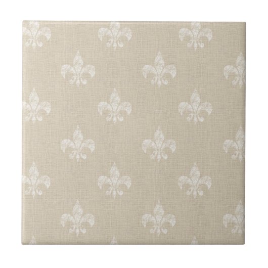 Taupe Fleur de Lis Tegeltje (Voorkant)