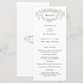 Taupe Floral Line Art Wedding Flat Menu (Voorkant / Achterkant)