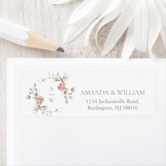 Taupe Floral Monogram Etiket (Insitu)