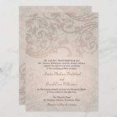 Taupe Flourish Wedding Invitation Kaart (Voorkant / Achterkant)