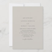 Taupe Formeel Modern Script Bruiloft Kaart (Voorkant)