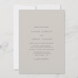 Taupe formele moderne script bruiloft kaart