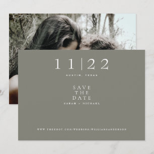 Taupe Foto Moderne Trouwkaart Save the Date