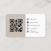Taupe Foto QR Code Visitekaartje (Achterkant)