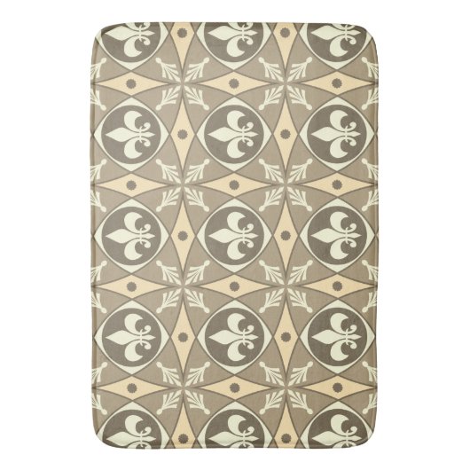 Taupe French Fleur de Lis Badmat (Voorkant Verticaal)