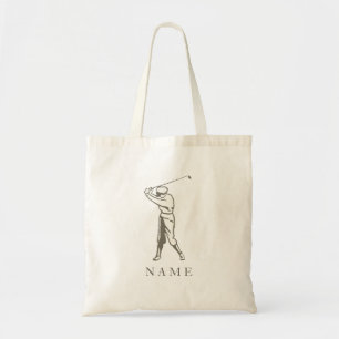 Taupe Gepersonaliseerde Golfspeler Tote Bag
