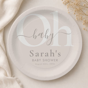 Taupe Geslacht Onzijdige Oh Baby Baby Shower Feest Papieren Bordje