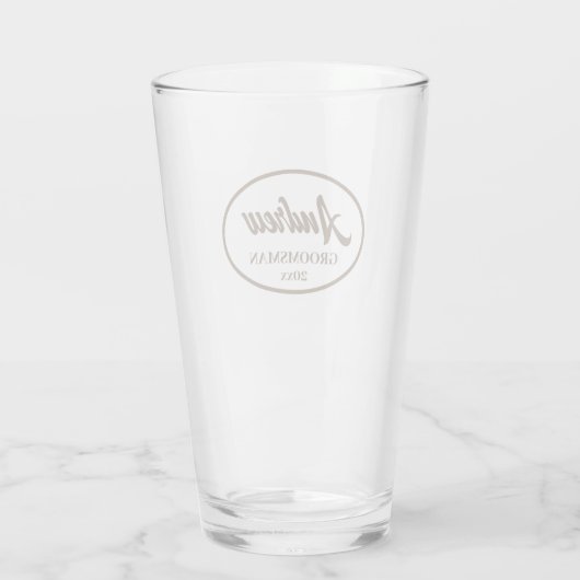 Taupe gestileerde bruiloftsbruidsman glas (Achterkant)