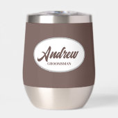 Taupe gestileerde naam bruiloft Groomsman (Voorkant)