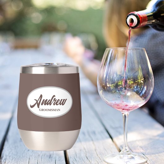 Taupe gestileerde naam bruiloft Groomsman