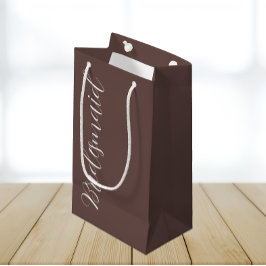 Taupe gestileerde script bruiloft bruidsmeisje klein cadeauzakje