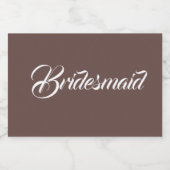 Taupe gestileerde script bruiloft bruidsmeisje sparkling wijnetiket (Enkel label)