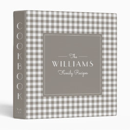 Taupe Gingham Farmhouse Family Recipe Cookbook 1" Multomap