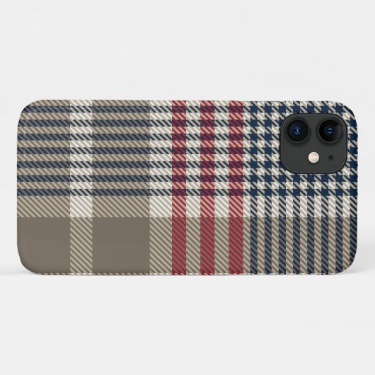Taupe Glen Check Pset Patroon Case-Mate iPhone Case (Achterkant (horizontaal))