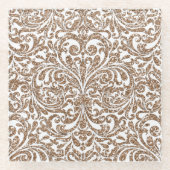 Taupe Gold Glitter-Onderzetters Glazen Onderzetter (Voorkant)