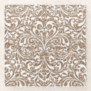Taupe Gold Glitter-Onderzetters Glazen Onderzetter