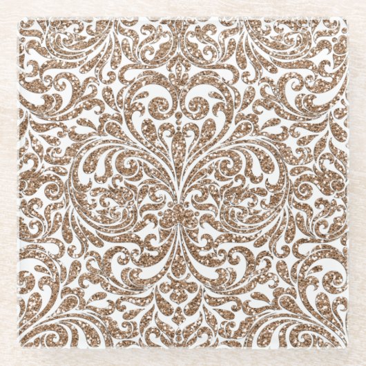 Taupe Gold Glitter-Onderzetters Glazen Onderzetter (Voorkant)