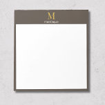 Taupe Gold Monogram Personalized Name Luxury Gift Notitieblok<br><div class="desc">This taupe personalized product features a refined gold monogram with a custom cream name below, perfect as a luxury custom gift for her. The warm taupe background paired with the smooth gold letter creates a timeless and elegant look without sparkle effects. Add any initial and name or surname to design...</div>