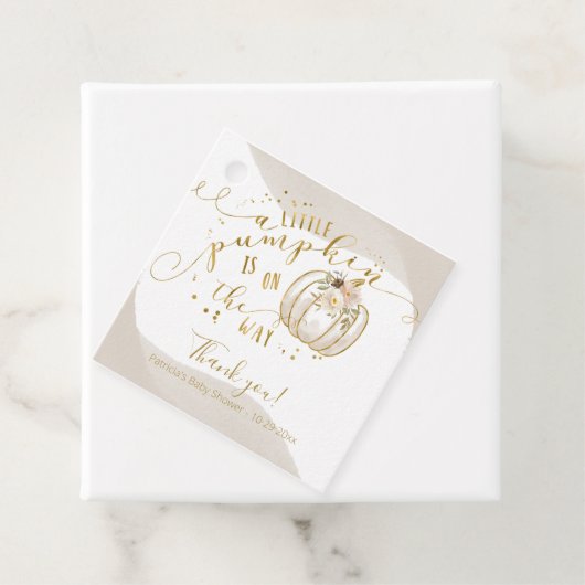 Taupe Gold Pumpkin Herfst Baby shower Hartelijk da Bedankjes Labels (In situ)